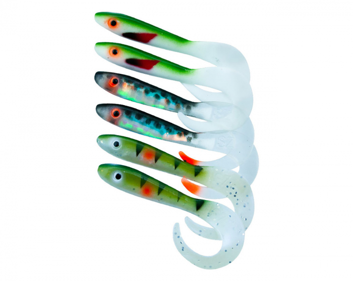 Svartzonker McRubber Tail 11cm Mix (6-pack) - UV i gruppen Fiskedrag / Abborre & Gösjigg hos Örebro Fiske & Outdoor AB (SZ103252)