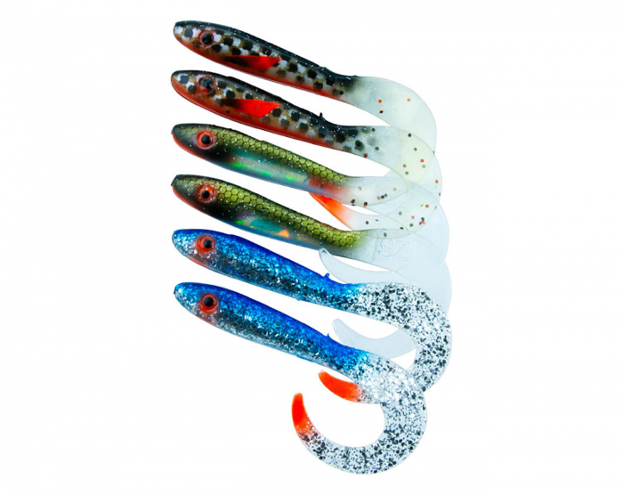 Svartzonker McRubber Tail 11cm Mix (6-pack) - Clear Sky i gruppen Fiskedrag / Abborre & Gösjigg hos Örebro Fiske & Outdoor AB (SZ103255)