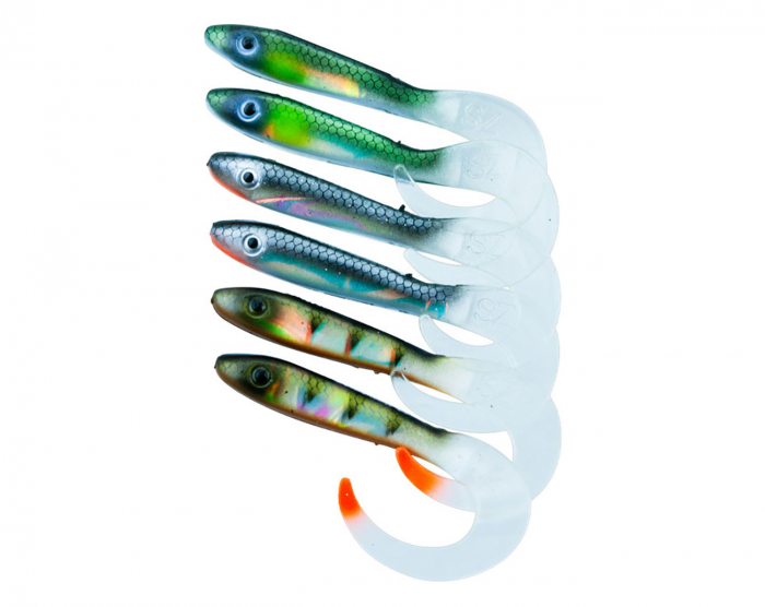 Svartzonker McRubber Tail 11cm Mix (6-pack) - Flash i gruppen Fiskedrag / Abborre & Gösjigg hos Örebro Fiske & Outdoor AB (SZ103256)